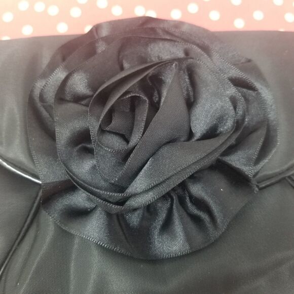Black Wristlet with Ribbon Rose. - Picture 2 of 8